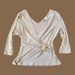 Vintage George stretch nude wrap long sleeve top